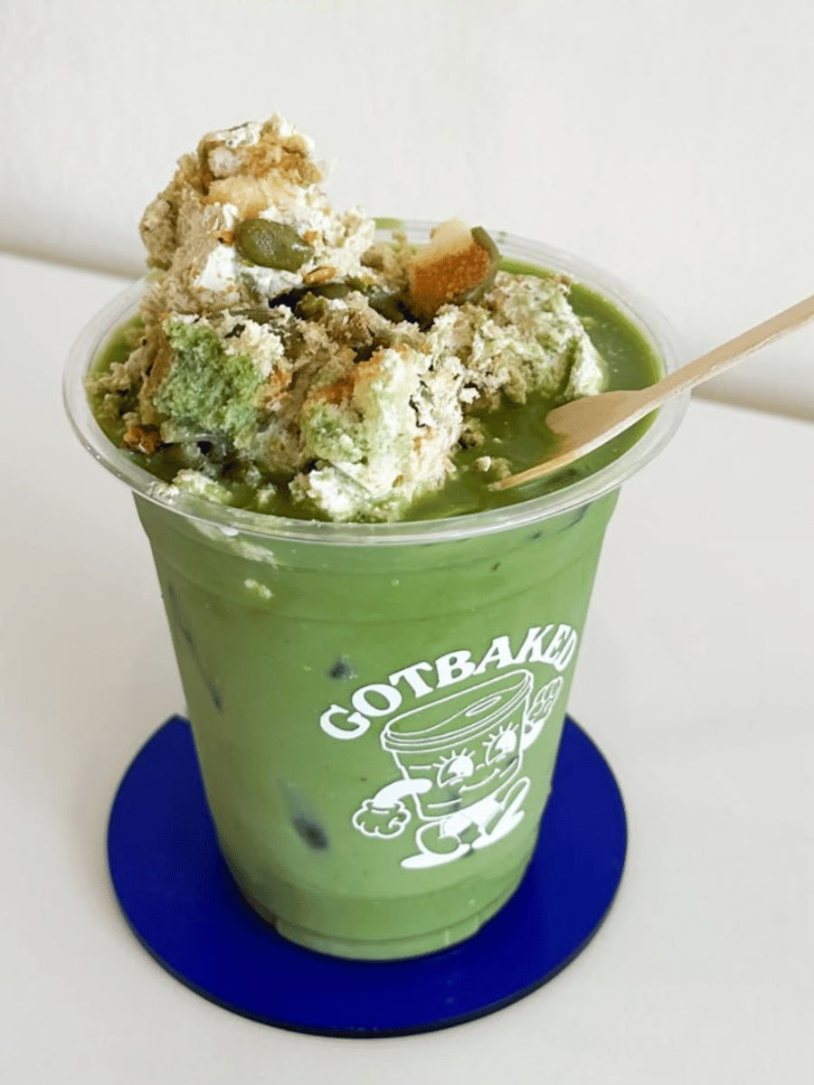 banana matcha pudding latte from gotbaked